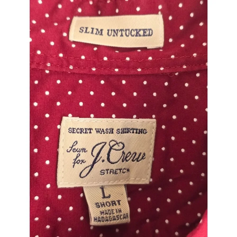 J. Crew Men's Maroon Dot Button-Down Shirt, Size Large